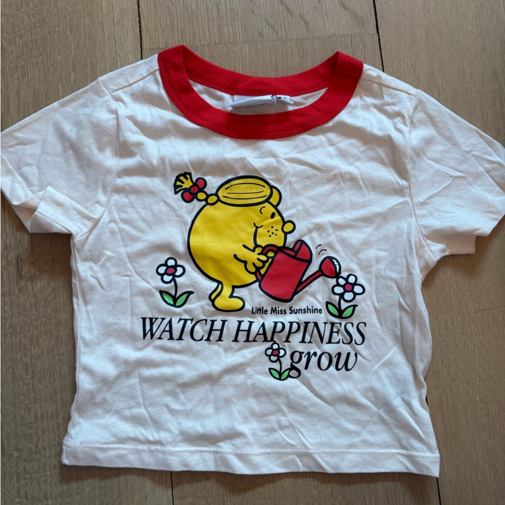 Little Miss Sunshine White Tee with Red Collar